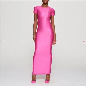 SKIMS Shine Jersey Long Dress Sz XS In Hot Pink NWOT